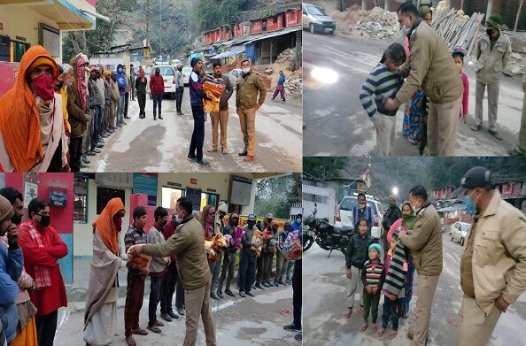 टिहरी: थाना देवप्रयाग पुलिस ने गरीबों को गर्म कपड़े और कम्बल किए वितरित