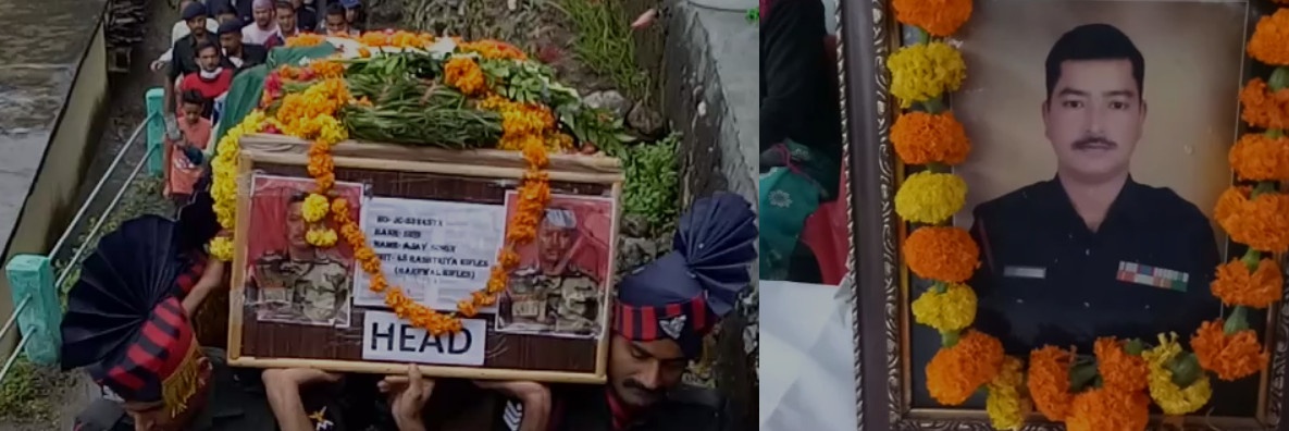 चंद्रेश्वर घाट में शहीद सूबेदार अजय रौतेला का सैन्य सम्मान और विधि विधान के साथ किया गया अंतिम संस्कार