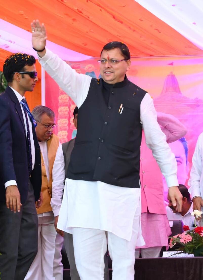 CM Dhami during a program