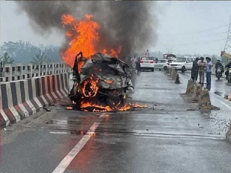 सहारनपुर देहरादून अंबाला हाईवे पर भीषण सड़क हादसा, कार में 4 लोग जिंदा जले